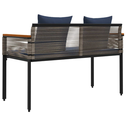 Tuinbank Grijs en Marineblauw 117 x 54 x 74.5 cm poly rattan