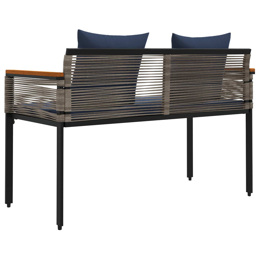 Tuinbank Grijs en Marineblauw 117 x 54 x 74.5 cm poly rattan