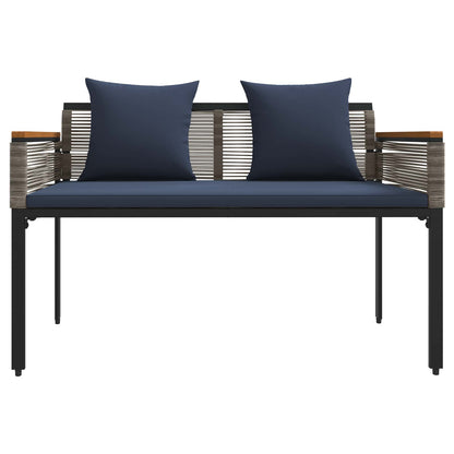Tuinbank Grijs en Marineblauw 117 x 54 x 74.5 cm poly rattan