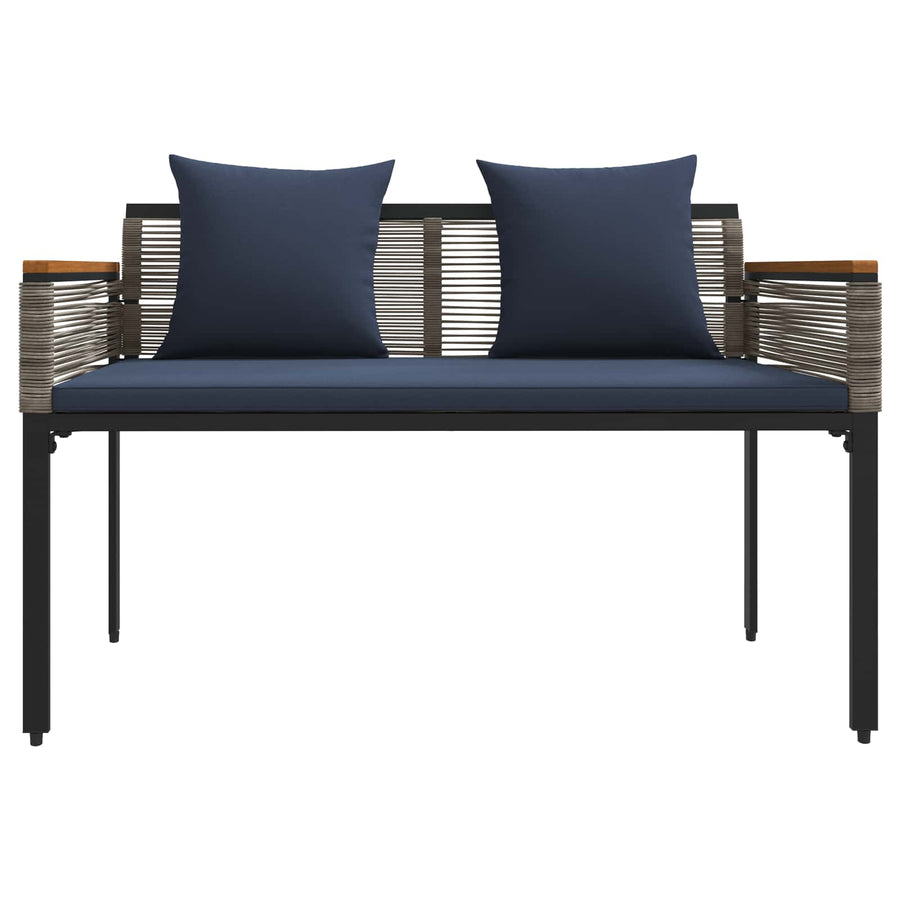 Tuinbank Grijs en Marineblauw 117 x 54 x 74.5 cm poly rattan