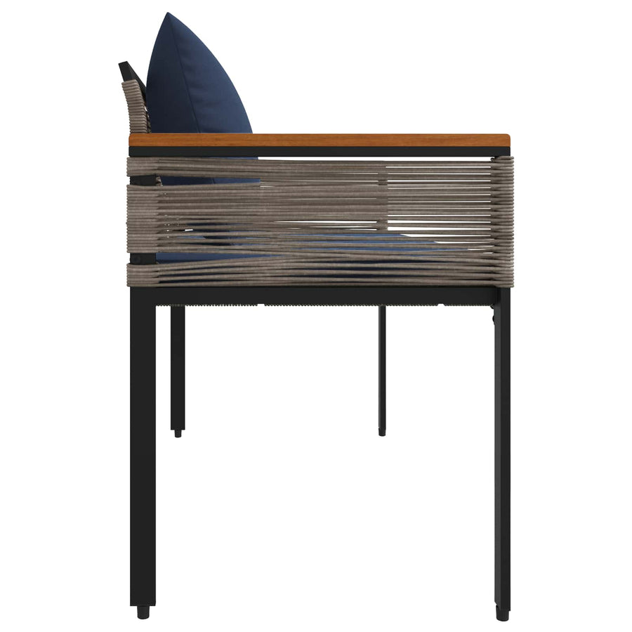 Tuinbank Grijs en Marineblauw 117 x 54 x 74.5 cm poly rattan