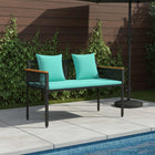 Tuinbank poly rattan 117x54x74.5 cm zwart turquoise