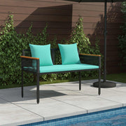 Tuinbank poly rattan 117x54x74.5 cm zwart turquoise
