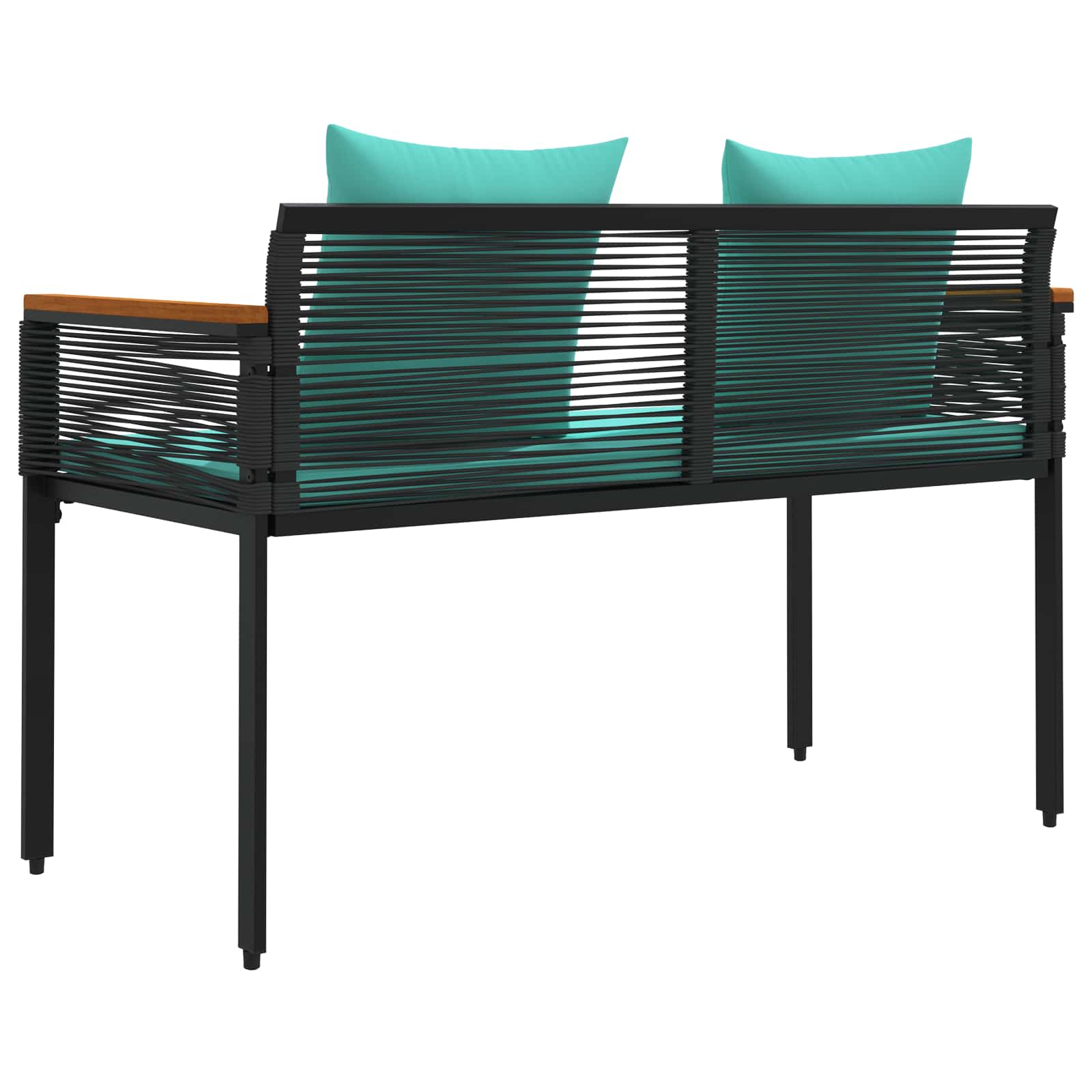 Tuinbank Zwart en Turquoise 117 x 54 x 74.5 cm poly rattan