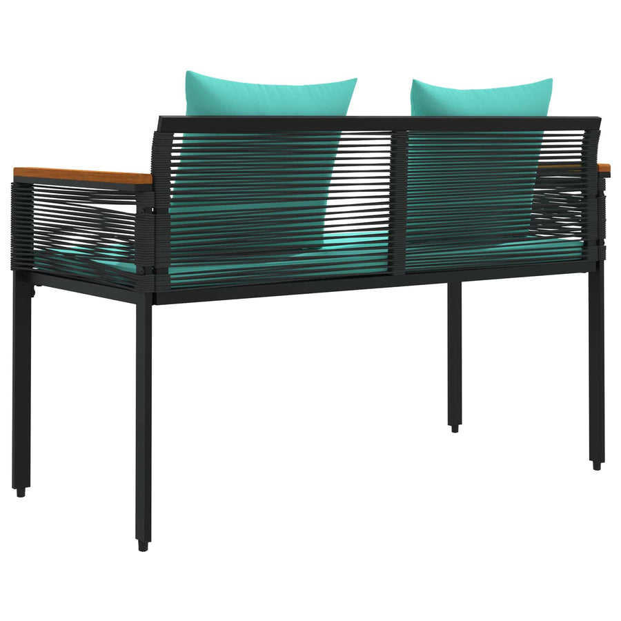 Tuinbank Zwart en Turquoise 117 x 54 x 74.5 cm poly rattan