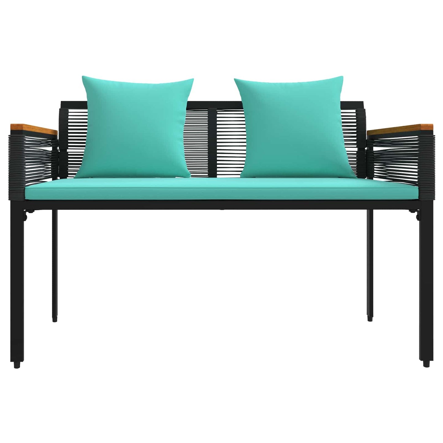 Tuinbank Zwart en Turquoise 117 x 54 x 74.5 cm poly rattan