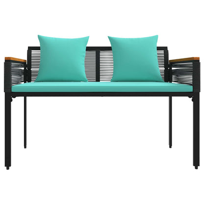 Tuinbank Zwart en Turquoise 117 x 54 x 74.5 cm poly rattan