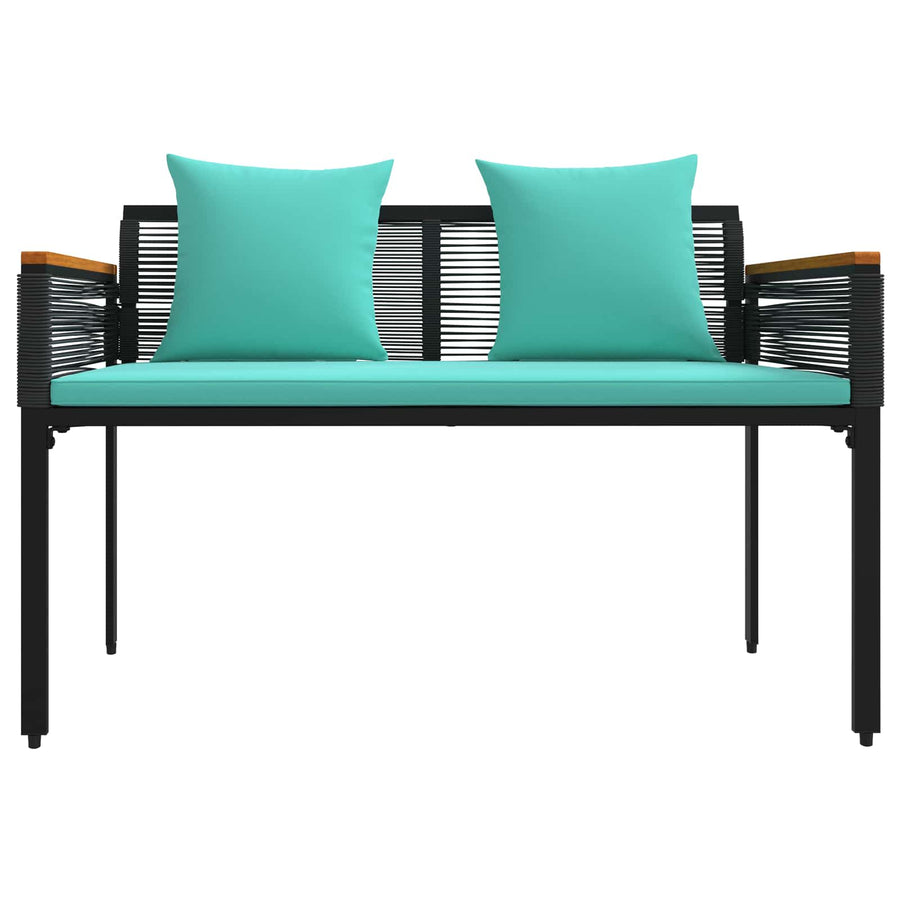 Tuinbank Zwart en Turquoise 117 x 54 x 74.5 cm poly rattan