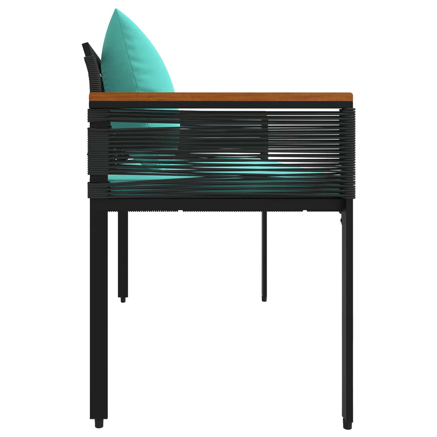 Tuinbank Zwart en Turquoise 117 x 54 x 74.5 cm poly rattan