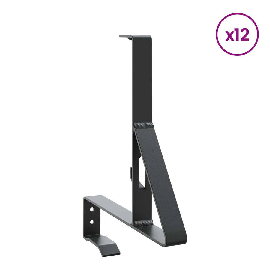 Sneeuwbeveiligingsteun 12 pcs Zwart 29,5 x 3 x 34,5 cm Staal