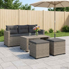 Tuinvoetbank met kussen 2 stuks grijs polyrattan 40x30x40 cm
