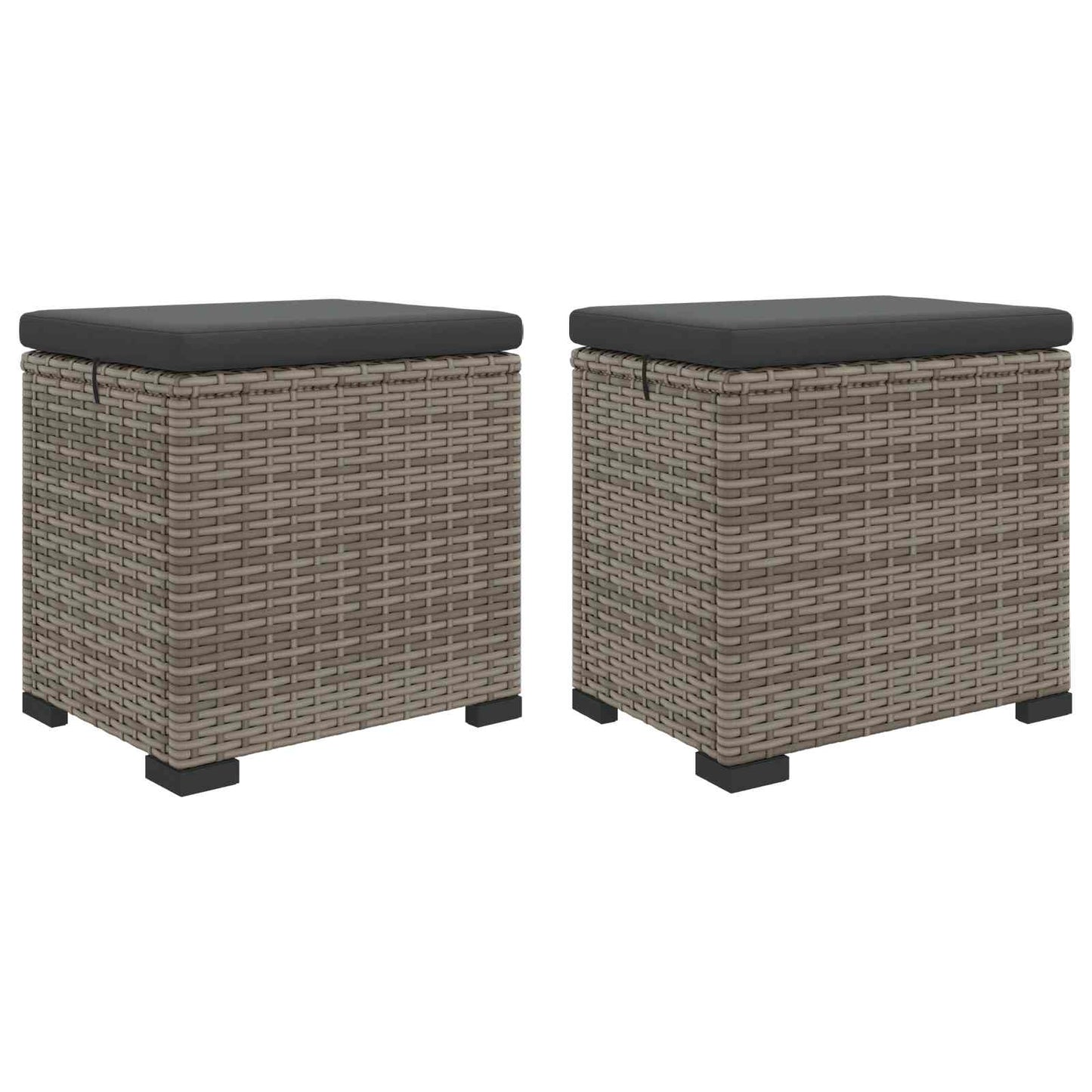 Tuinvoetbank met Kussen 2 stuks Grijs polyrattan