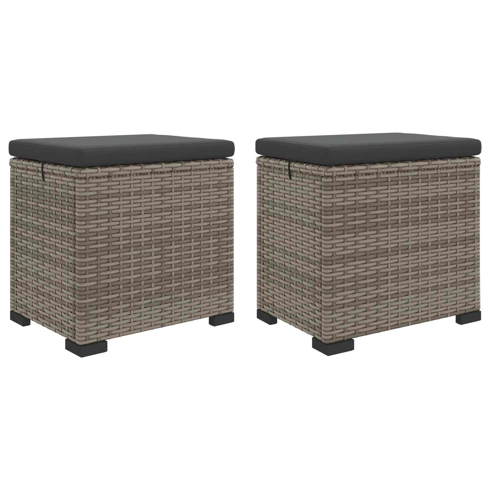 Tuinvoetbank met Kussen 2 stuks Grijs polyrattan