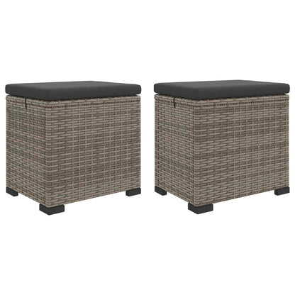 Tuinvoetbank met Kussen 2 stuks Grijs polyrattan