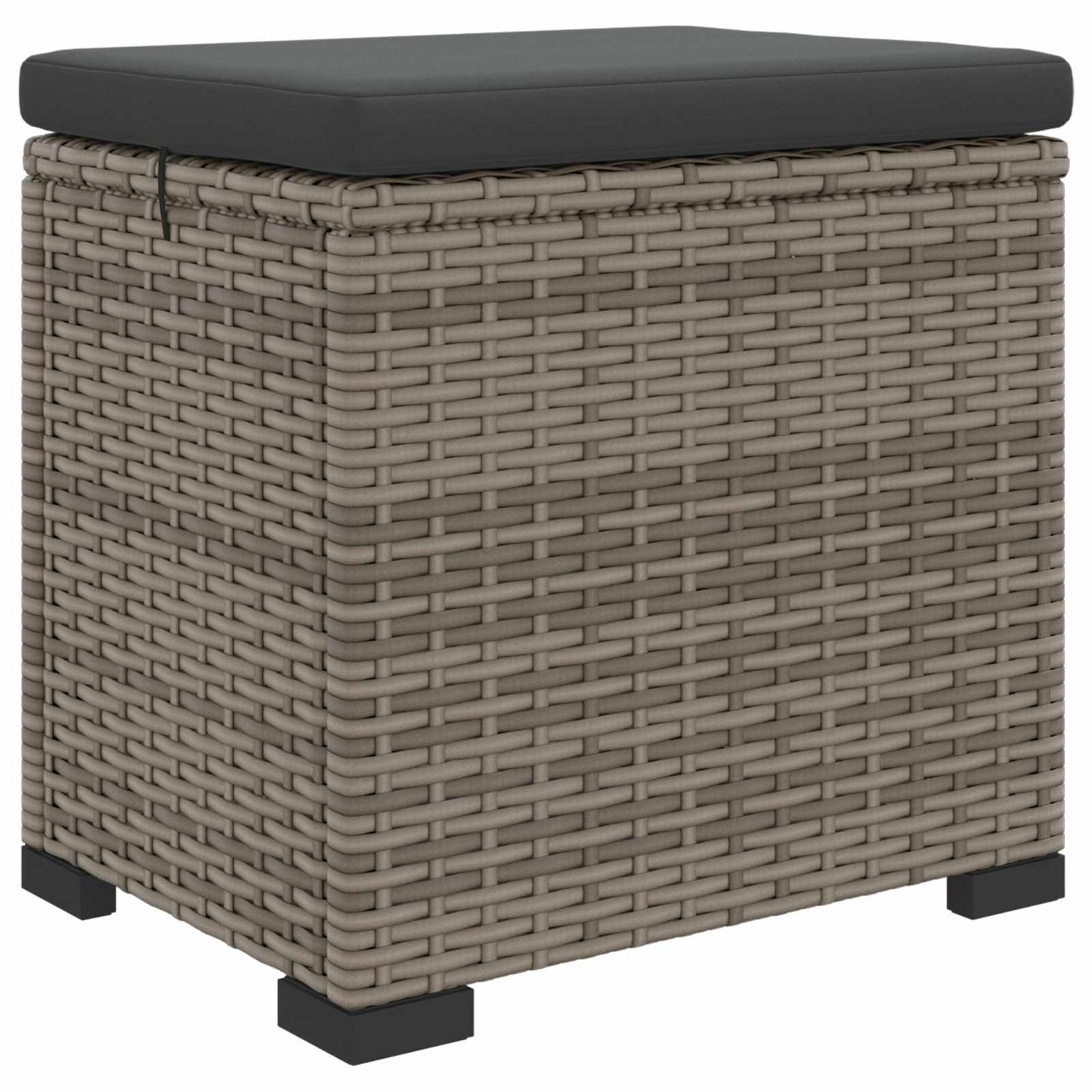 Tuinvoetbank met Kussen 2 stuks Grijs polyrattan