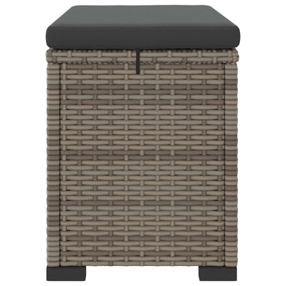 Tuinvoetbank met Kussen 2 stuks Grijs polyrattan