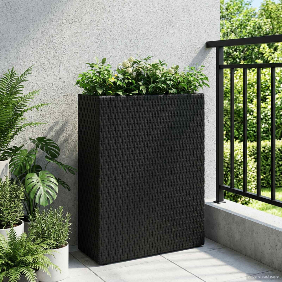 Hoge Plantenbak Zwart 55 x 22 x 70 cm polyrattan