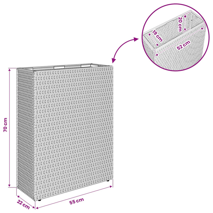 Hoge Plantenbak Zwart 55 x 22 x 70 cm polyrattan