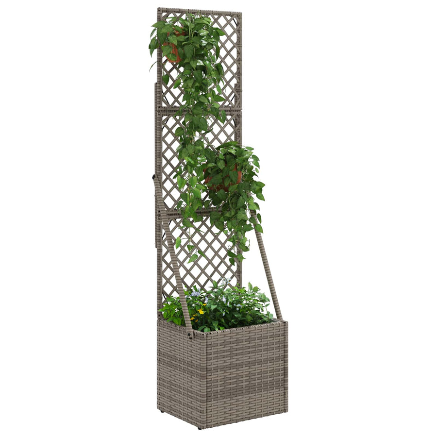 Tuindruppel met Trellis Grijs 35 x 30 x 135 cm poly rattan