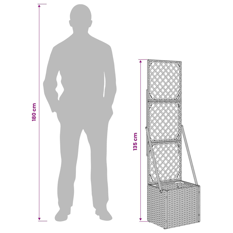 Tuindruppel met Trellis Grijs 35 x 30 x 135 cm poly rattan