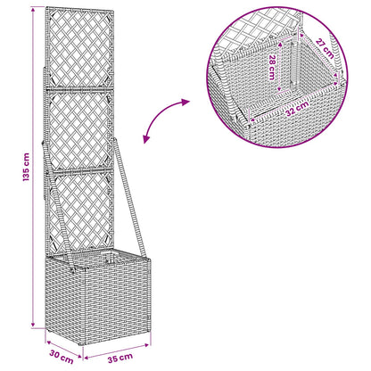 Tuindruppel met Trellis Grijs 35 x 30 x 135 cm poly rattan