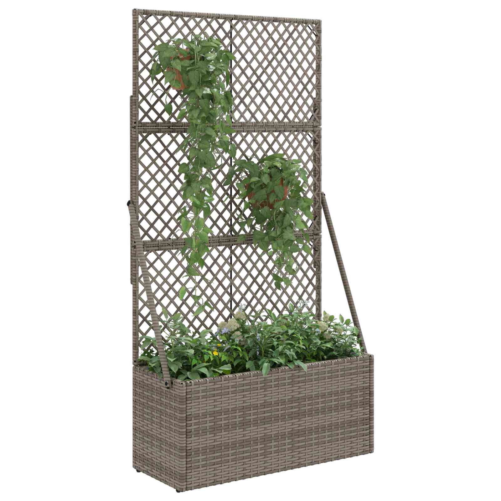 Tuindruppel met Trellis Grijs 70 x 30 x 135 cm poly rattan