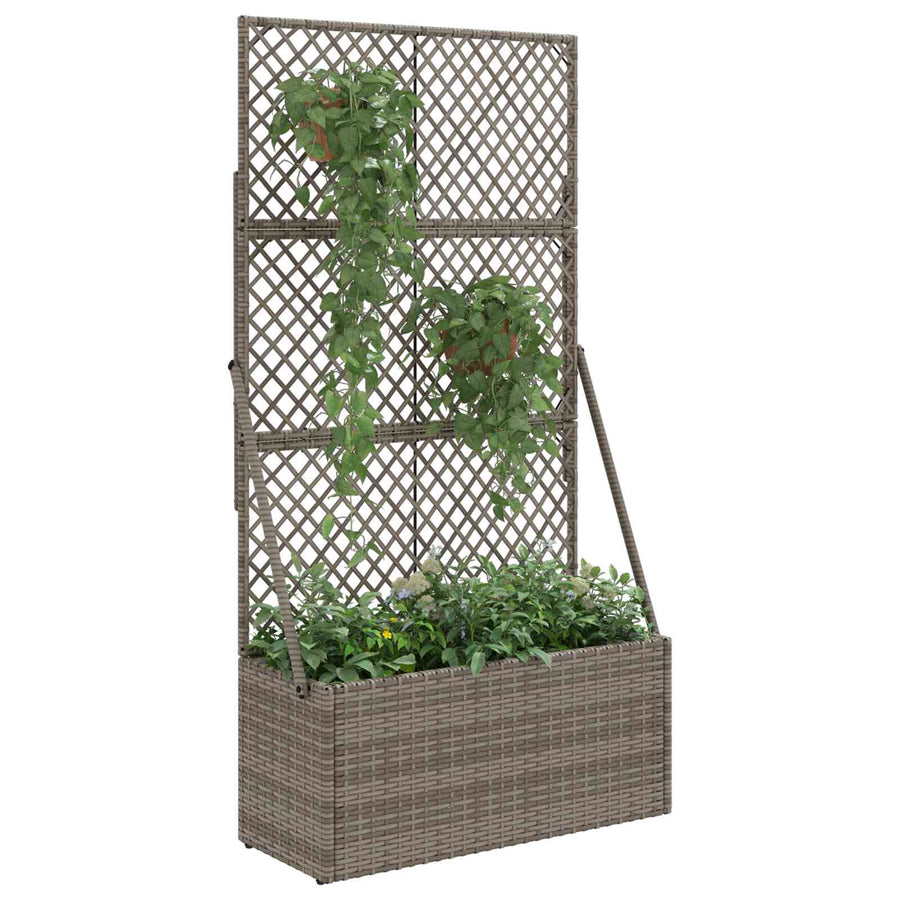 Tuindruppel met Trellis Grijs 70 x 30 x 135 cm poly rattan