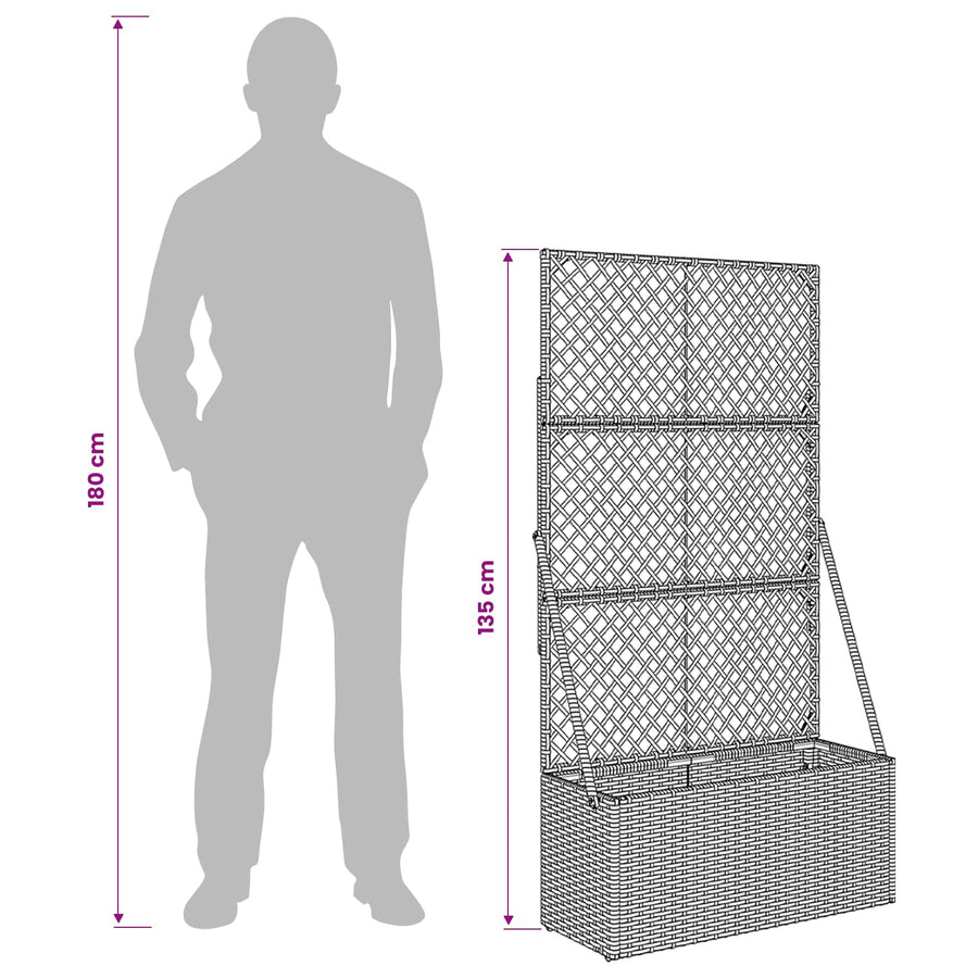 Tuindruppel met Trellis Grijs 70 x 30 x 135 cm poly rattan