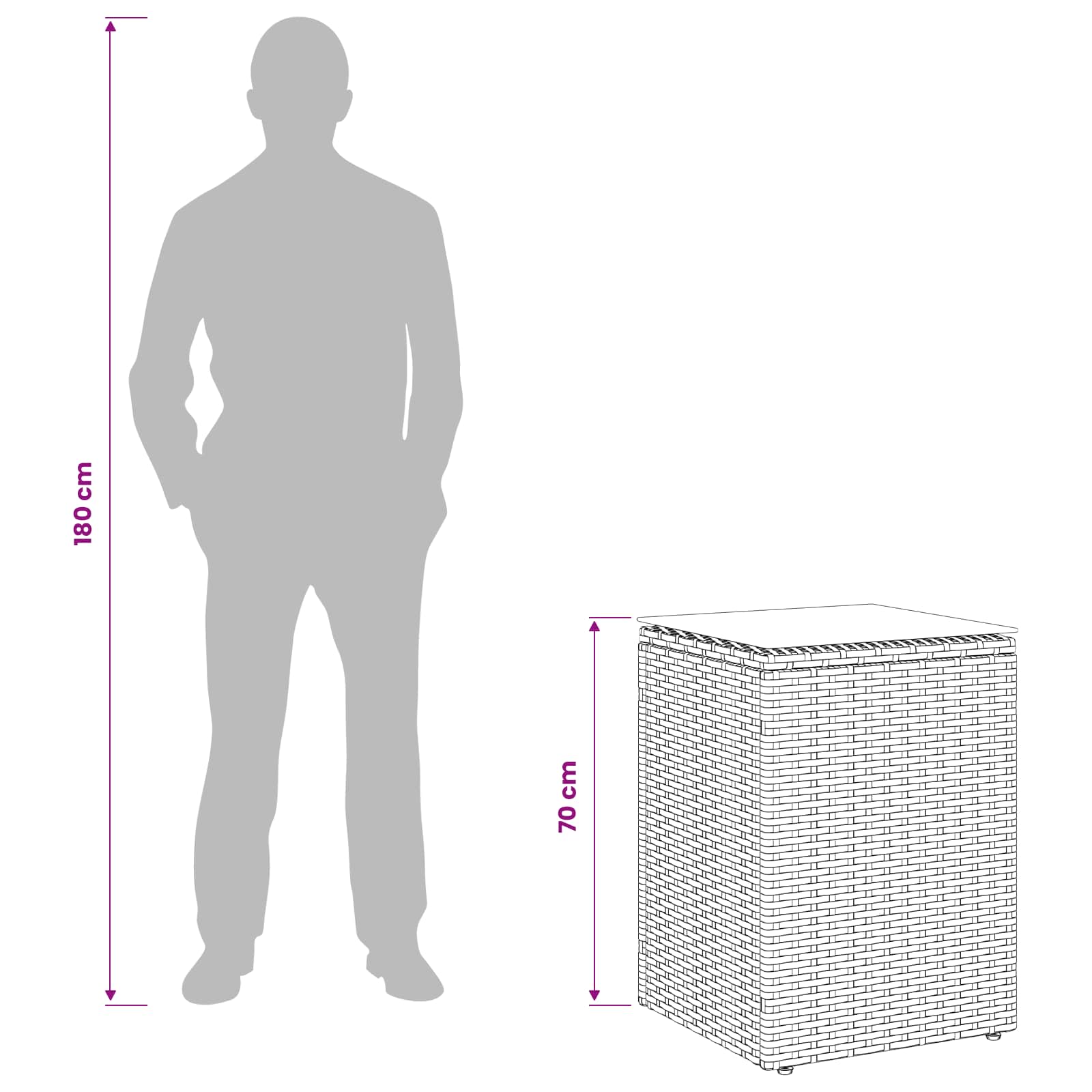 Bijzettafel Zwart 35 x 35 x 70 cm poly rattan