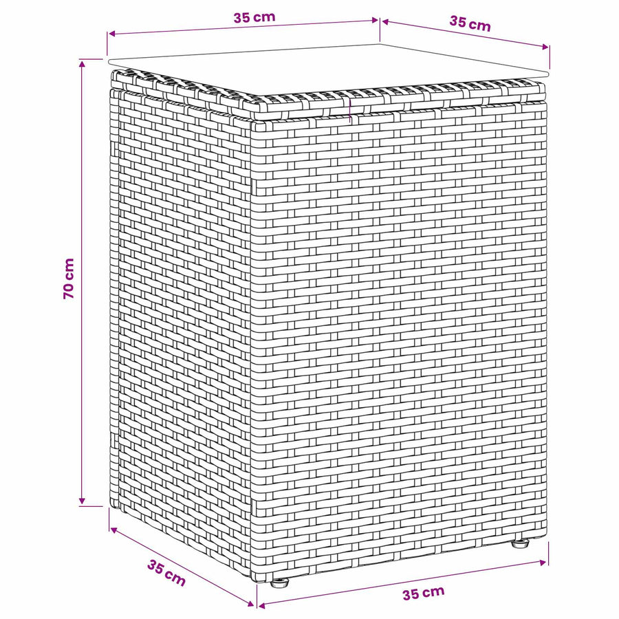 Bijzettafel Zwart 35 x 35 x 70 cm poly rattan