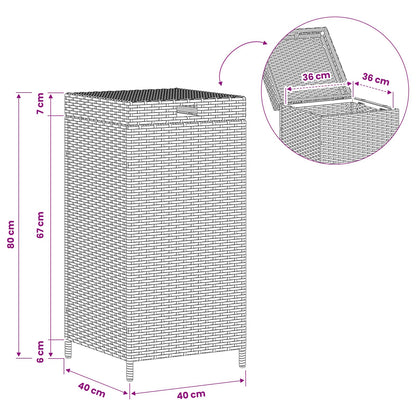 Buiten Afvalbak Zwart 40 x 40 x 80 cm poly rattan