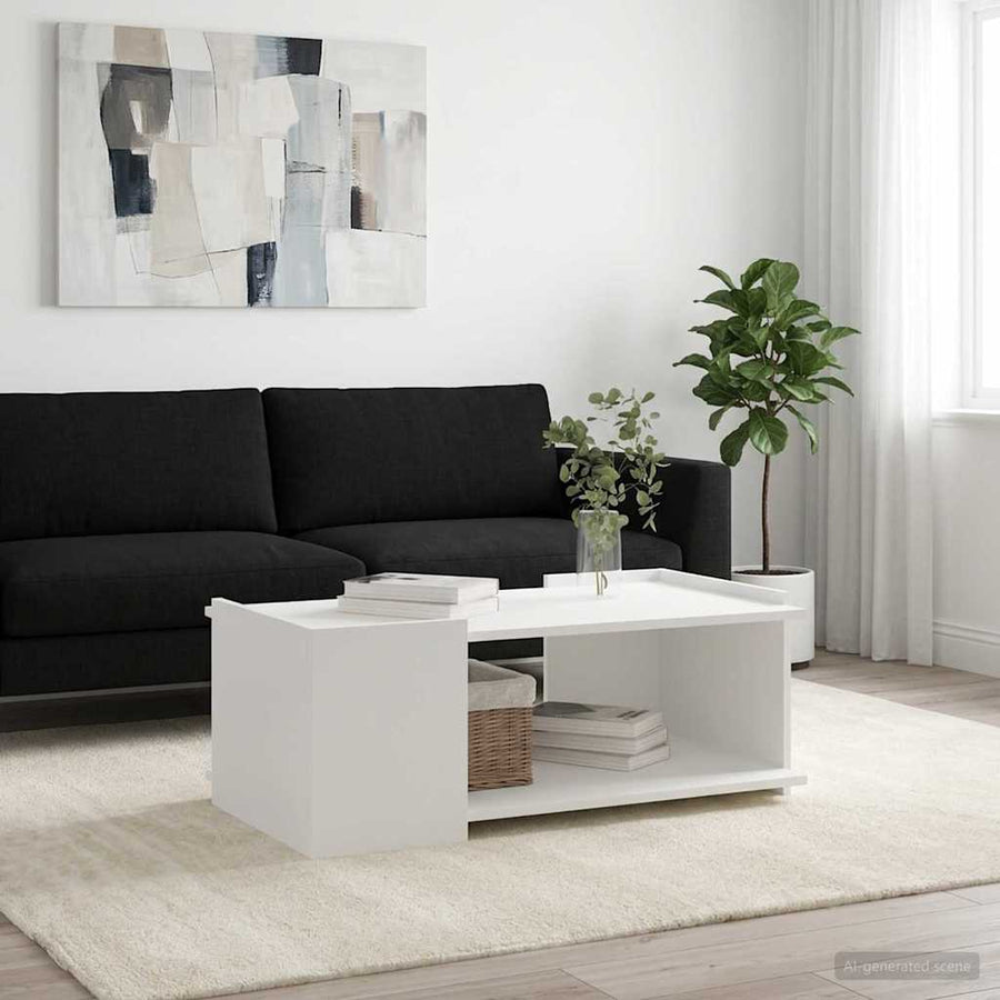 Salontafel Wit 90 x 50 x 33 cm Bewerkt hout