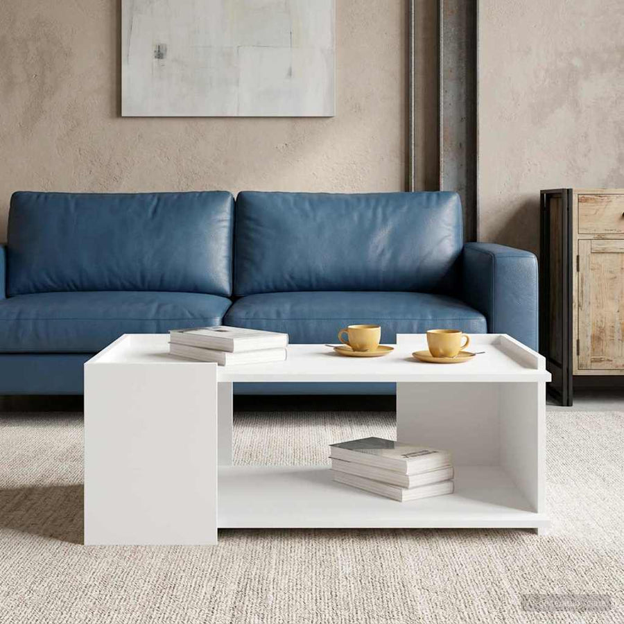 Salontafel Wit 90 x 50 x 33 cm Bewerkt hout