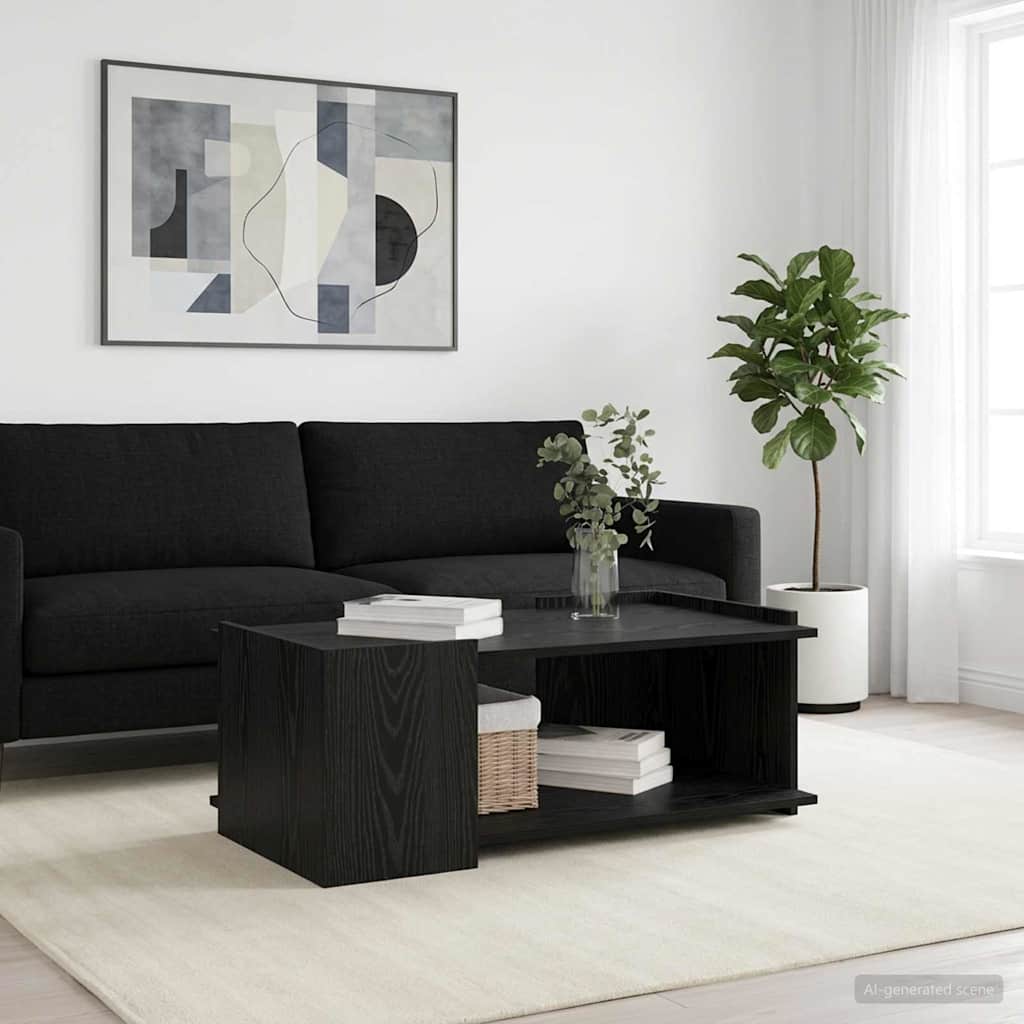 Salontafel Zwart eiken 90 x 50 x 33 cm Bewerkt hout