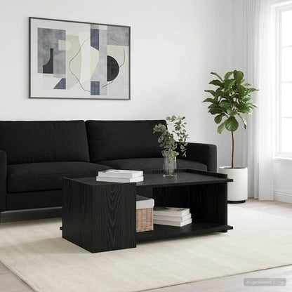 Salontafel Zwart eiken 90 x 50 x 33 cm Bewerkt hout