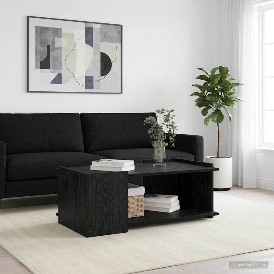 Salontafel Zwart eiken 90 x 50 x 33 cm Bewerkt hout