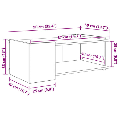 Salontafel Zwart eiken 90 x 50 x 33 cm Bewerkt hout