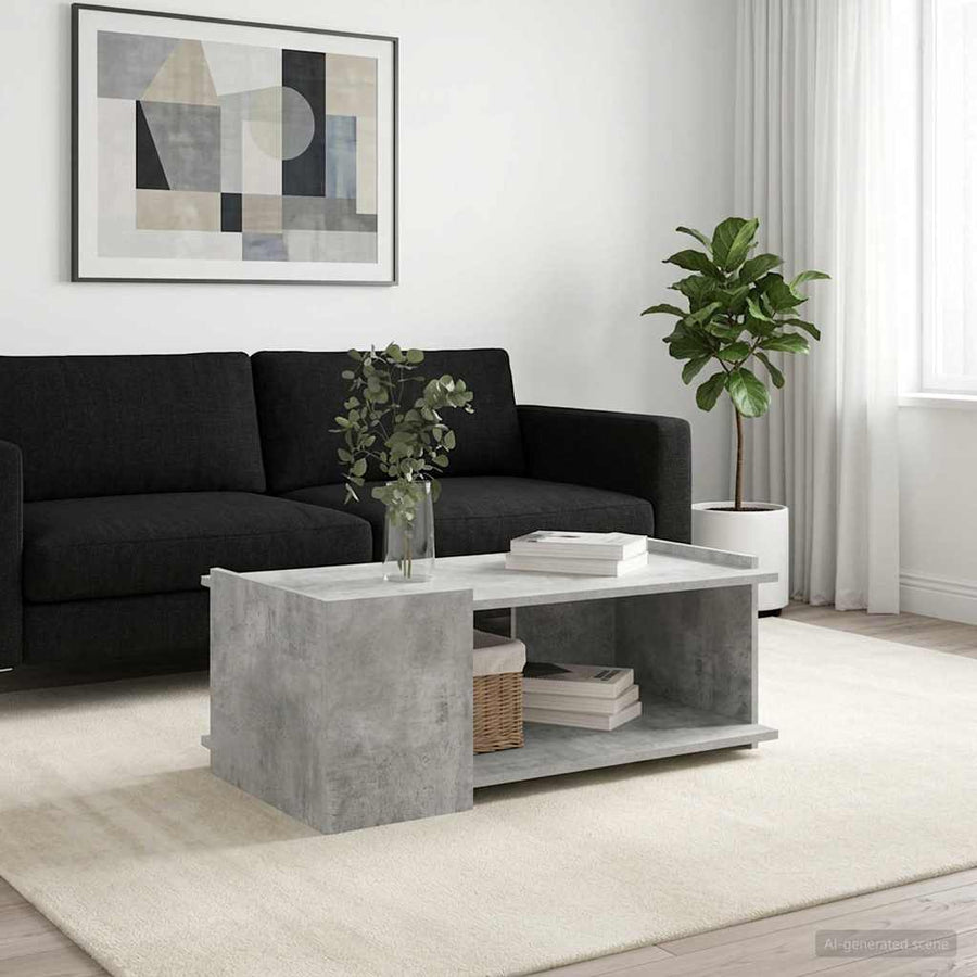Salontafel Betongrijs 90 x 50 x 33 cm Bewerkt hout
