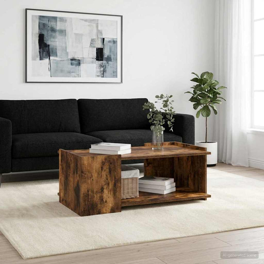 Salontafel Gerookt eiken 90 x 50 x 33 cm Bewerkt hout