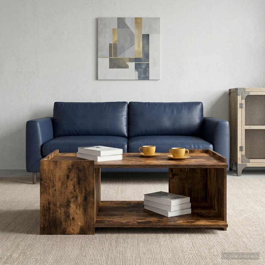 Salontafel Gerookt eiken 90 x 50 x 33 cm Bewerkt hout