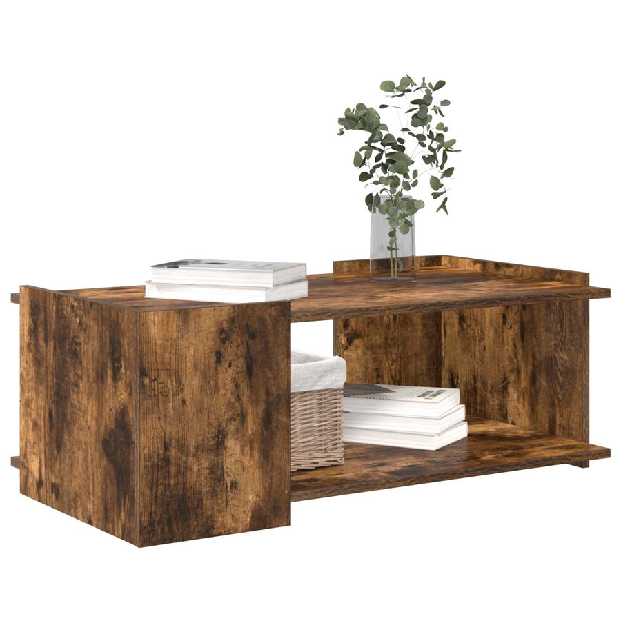 Salontafel Gerookt eiken 90 x 50 x 33 cm Bewerkt hout