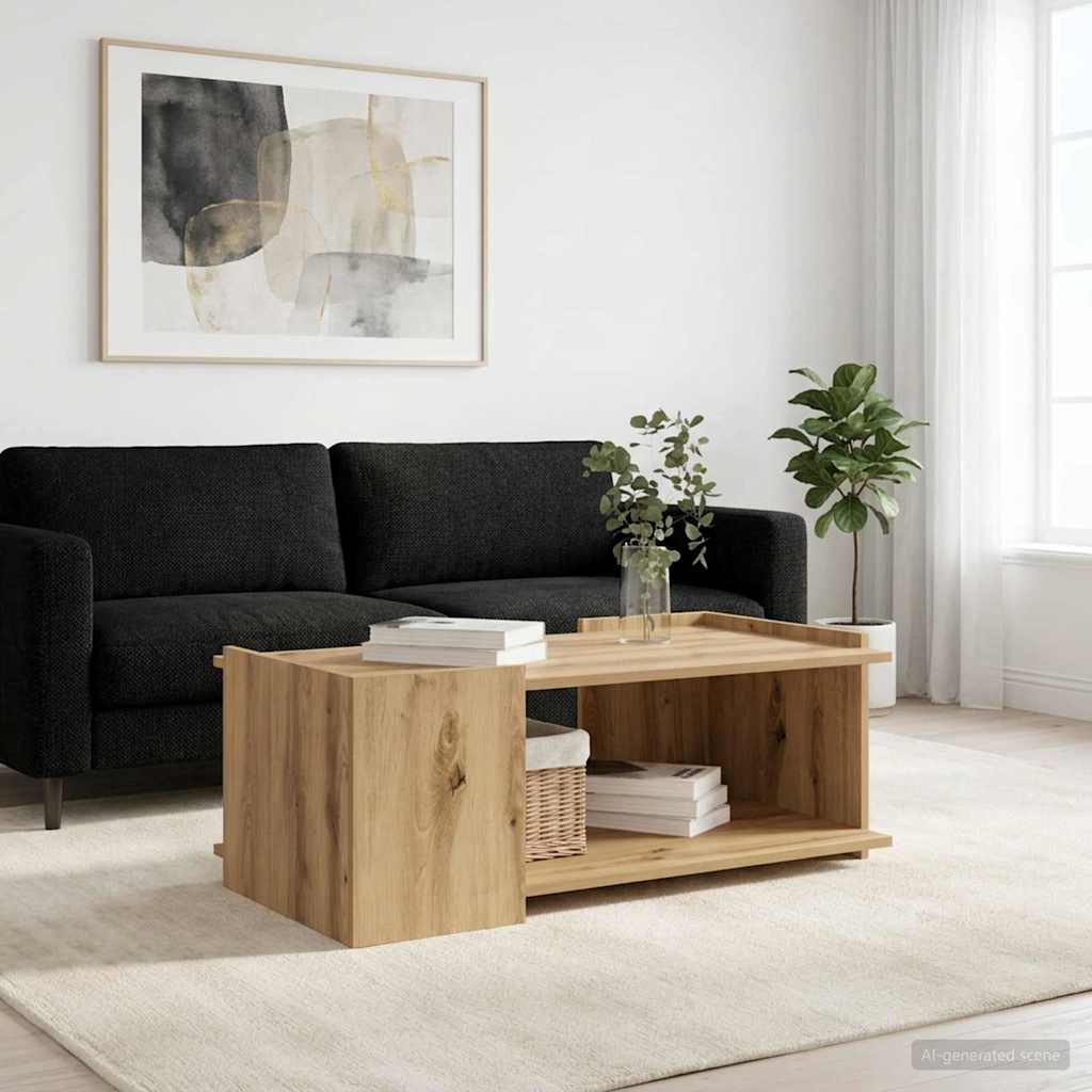 Salontafel Artisanaal eiken 90 x 50 x 33 cm Bewerkt hout