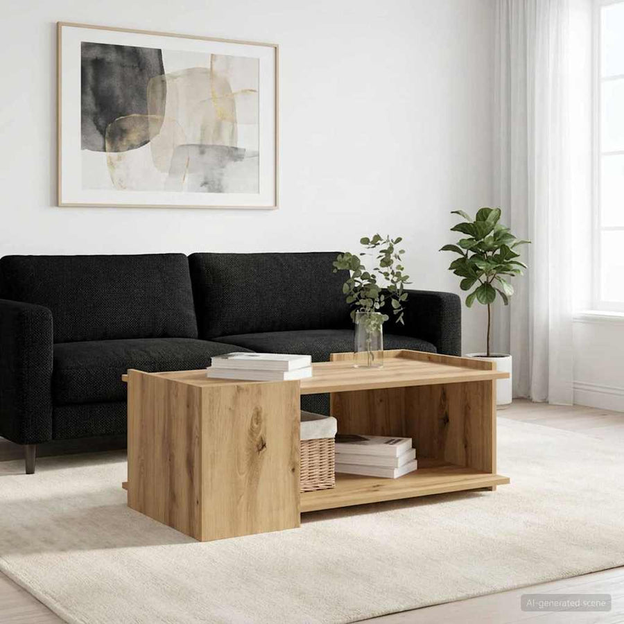 Salontafel Artisanaal eiken 90 x 50 x 33 cm Bewerkt hout