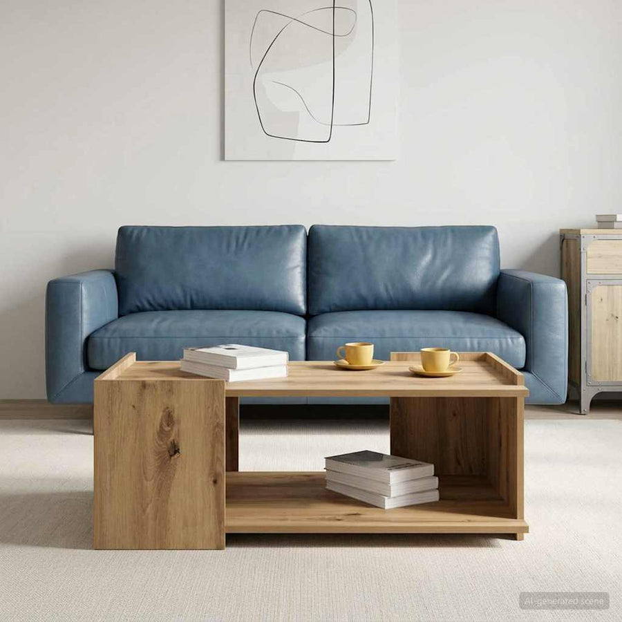 Salontafel Artisanaal eiken 90 x 50 x 33 cm Bewerkt hout