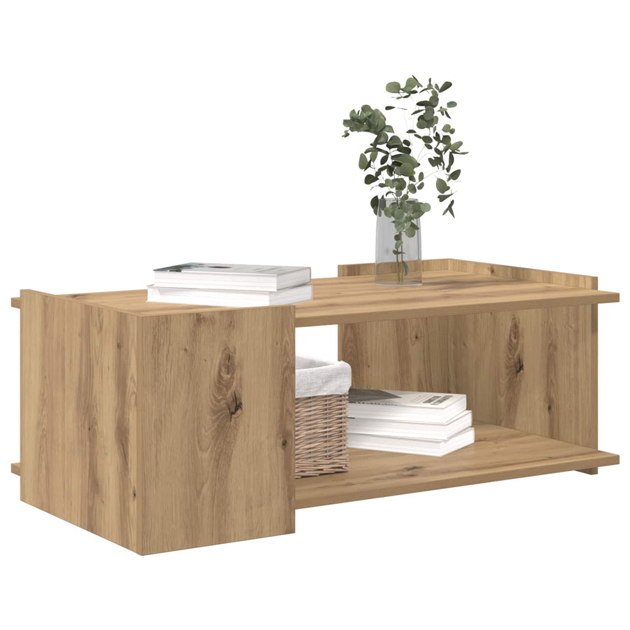 Salontafel Artisanaal eiken 90 x 50 x 33 cm Bewerkt hout