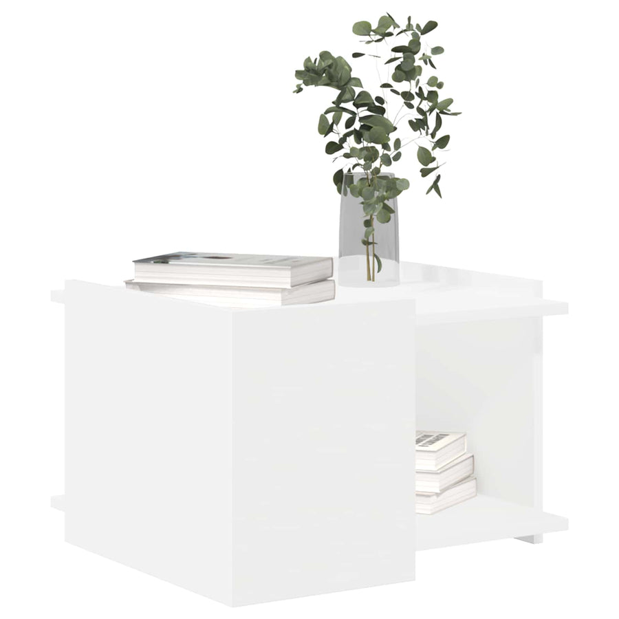 Salontafel Wit 50,5 x 50 x 33 cm Bewerkt hout