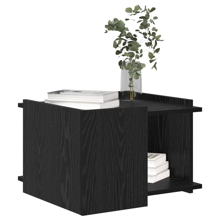 Salontafel Zwart eiken 50,5 x 50 x 33 cm Bewerkt hout