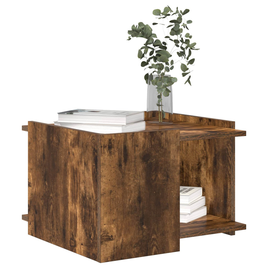 Salontafel Gerookt eiken 50,5 x 50 x 33 cm Bewerkt hout