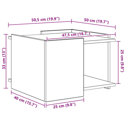 Salontafel Grijs sonoma 50,5 x 50 x 33 cm Bewerkt hout