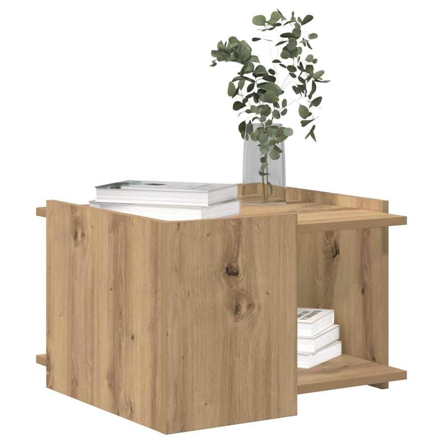 Salontafel Artisanaal eiken 50,5 x 50 x 33 cm Bewerkt hout